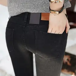 Для женщин джинсы для весной 2019 черный стрейч Новый женский корейский стрейч тонкий джинсы, штаны, стройные ноги