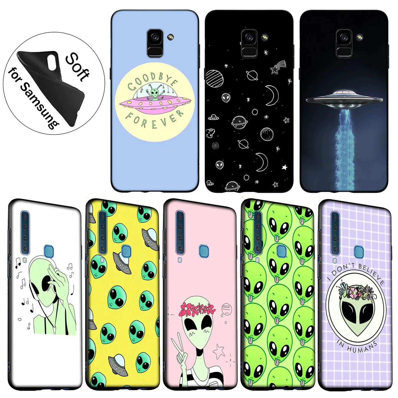 IYICAO милый Alien UFO Kawaii мягкий силиконовый чехол для Samsung Galaxy A6 A9 A8 A7 2018 A3 A5 2016 2017 Note 9 8 10
