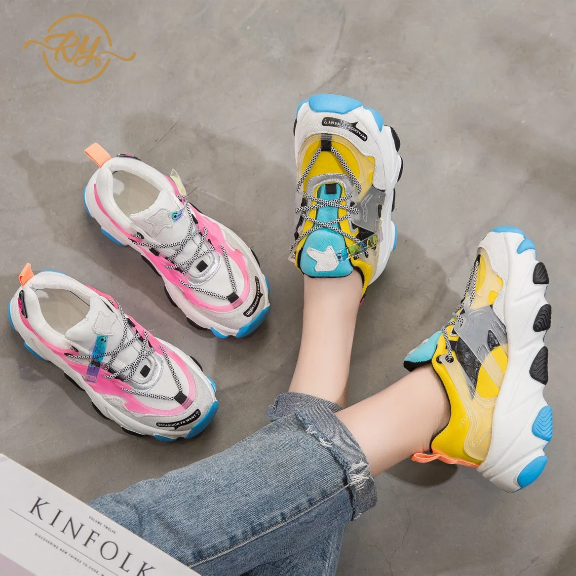 

RY-RELAA women sneakers 2018 summer women designer sneakers women Pigskin fashion platform sneakers women casual shoes ins style