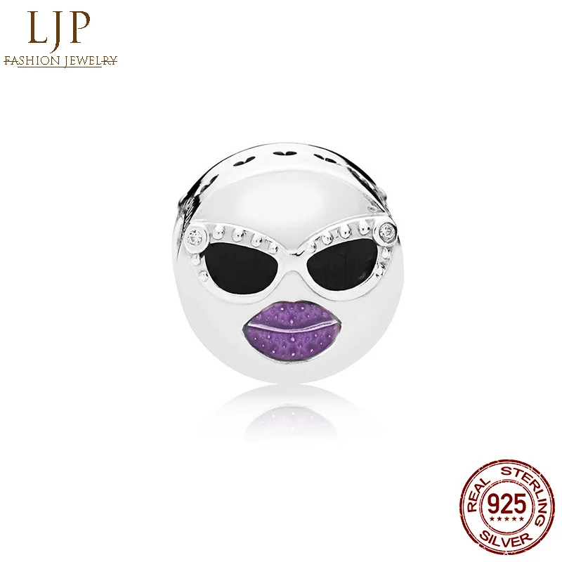 

100% 925 Sterling Silver Beads Stay Cool Charm, Black & Purple Enamel Charms fit Original Pandora Bracelets Women DIY Jewelry