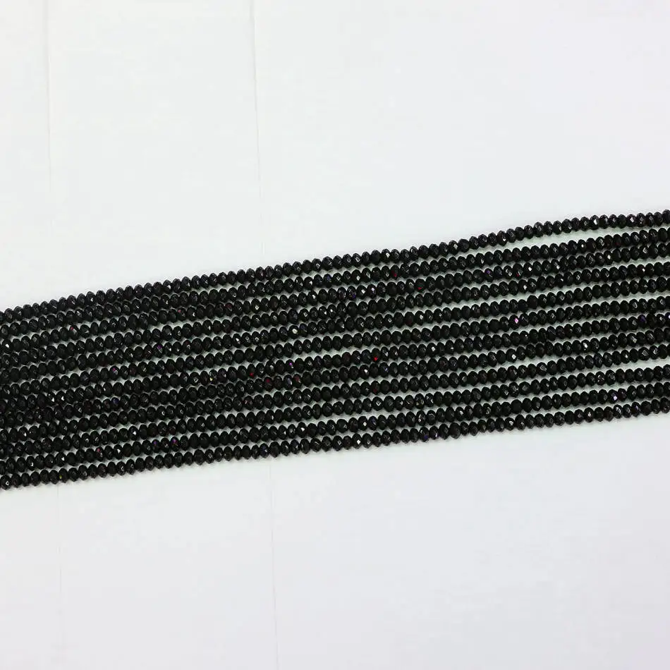 

Natural black jades stone chalcedony 2x4mm faceted abacus round loose beads diy jewelry 15" B583
