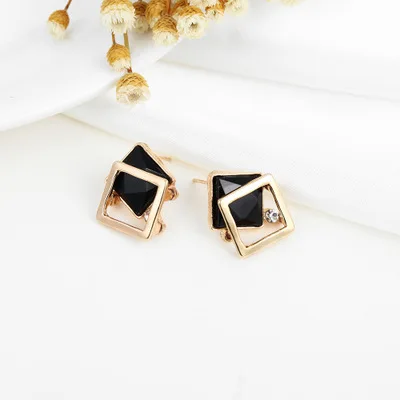 

Hollow double-layer square Ear Stud Sweet Spring Korean Cute Elegant For Women Earrings pendientes brincos fashion jewelry
