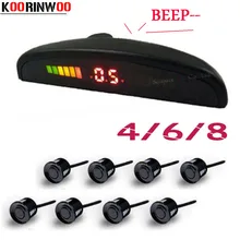 Koorinwoo Schermo A LED Auto Parktronic Sensore di Parcheggio 4/6/8 Radar Indicatore di Suono di Avviso Sonde di Assistenza Al Parcheggio Nero argento