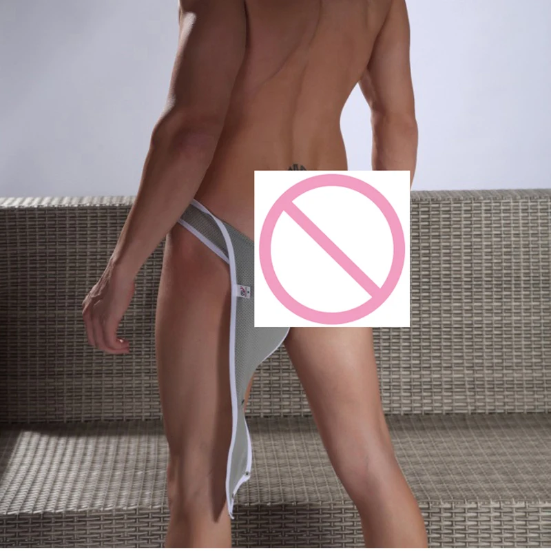 Sexy Gay Underwear Mesh Men Briefs Button Open Crotch U Pouch Penis Jockstrap Homme Short Underpant Cueca Erotic Lingerie Bikini Mens Underwear