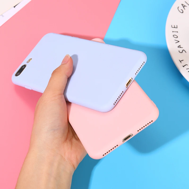 

Color TPU Silicone Frosted Matte Case For iPhone 7 8 Plus 6 6s X Plus 5 5S Soft Back Cover for iPhone 6 Plus 7 8 XR XS Max Case