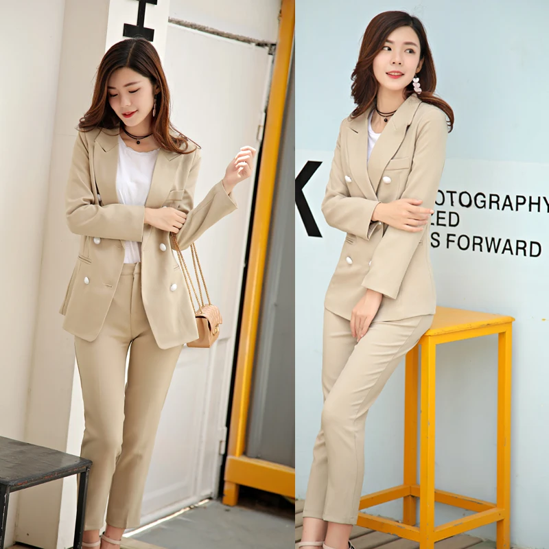 

Suit Women Spring and Autumn Khaki Professional Pants Business Suit Small Suit Coat Women's Leisure Fashion Two-piece