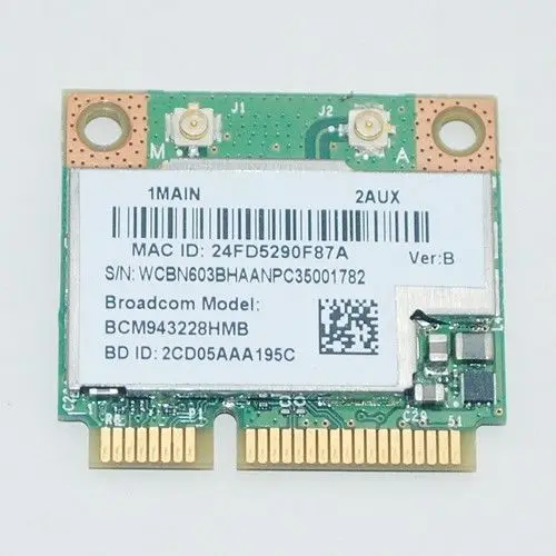 

Dual Band BCM943228HMB WIFI Wireless N + Bluetooth 4.0 Half MINI PCl-E Card 802.11abgn for Broadcom 2.4Ghz 5Ghz