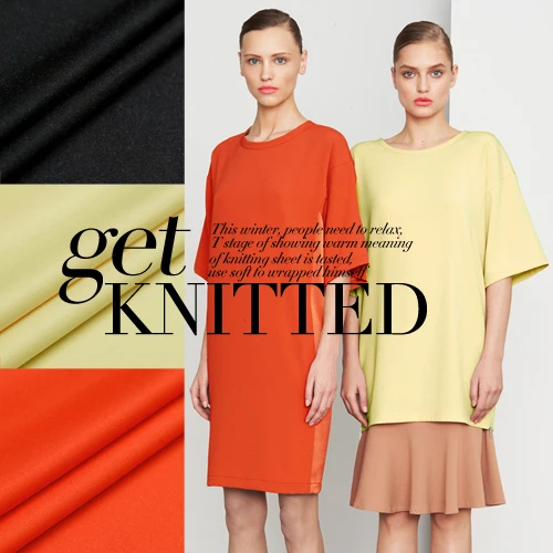

180cm wide space cotton knitted fabric yellow available