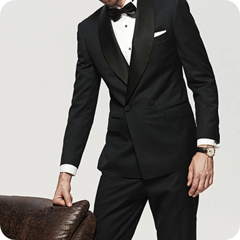 

Black Men Suits Groom Shawl Lapel Wedding Suits Bridegroom Formal Tuxedos Prom Blazers Costume Homme Slim Fit Terno Masculino