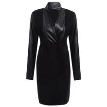 Joineles, модные женские черные пальто из искусственной кожи, Осенние Сексуальные облегающие длинные Куртки из искусственной кожи, повседневные европейские тонкие женские пальто