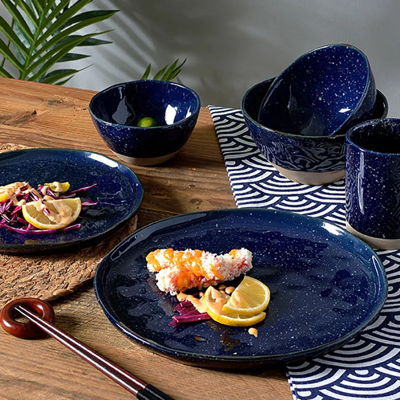 

Starry Night Ceramic Tableware Set Flat Tray Coffee Cup Porcelain Dishes Dinnerware Cake Tray Coffee Mug Soup Bowl Steak Plate