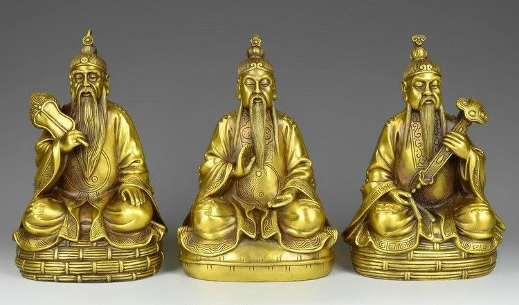 

10 China Taoism Brass Copper Ruyi Tai Chi Wudang Taoist priest God Buddha Statue