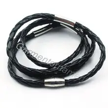 3 цвета 4 нити многослойная кожаная веревка обернутый магнитный браслет ручной работы для мужчин или женщин