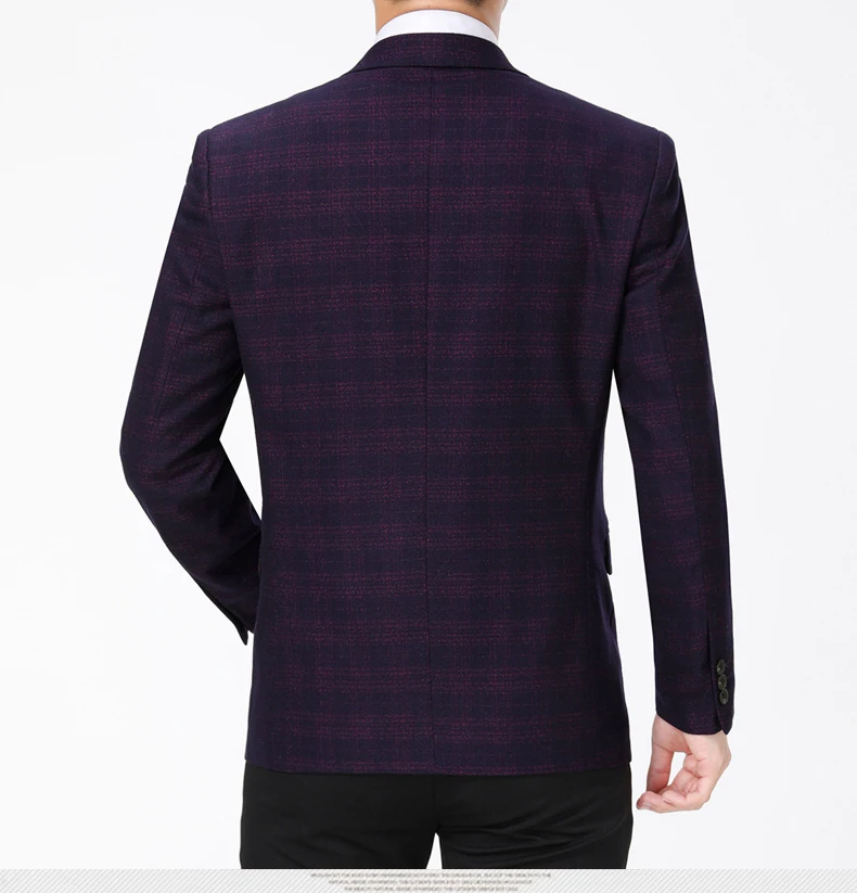 WAEOLSA Men Classical Plaid Blazers Blue Red Jackets Suit Man  Slim Fit Blazer Masculino Check Texture Outfits Office Uniform Male Suit Coat Spring (6)