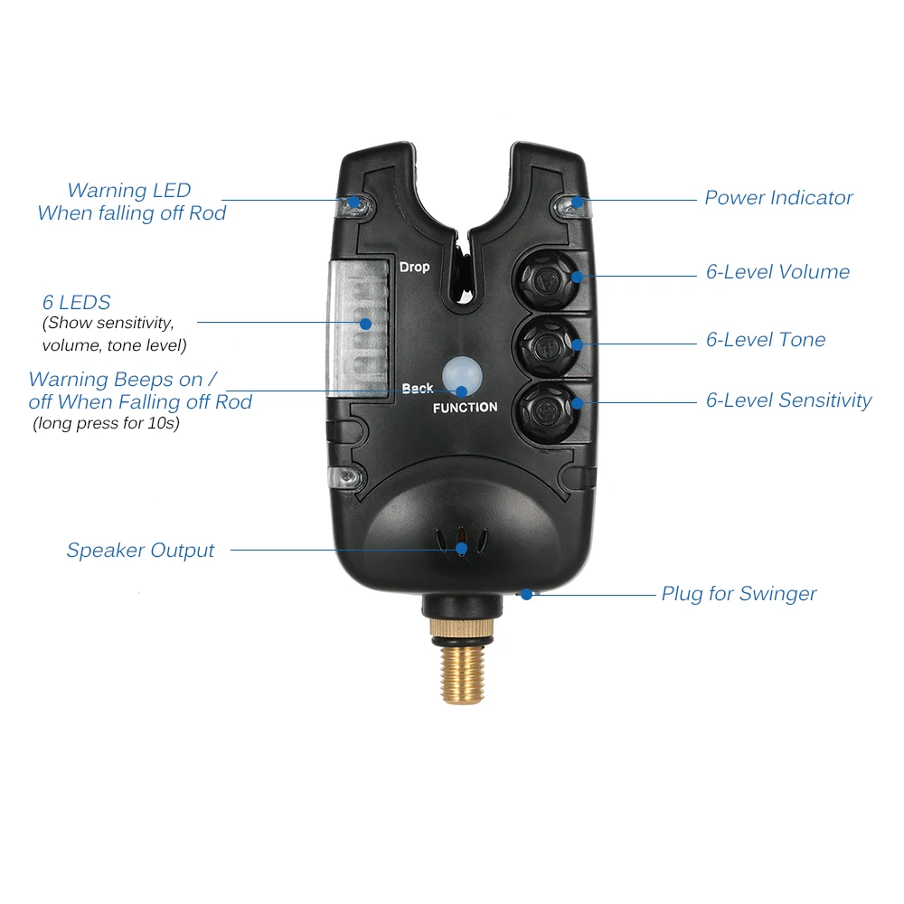 Lixada 6 светодиодов рыболовная сигнализация водостойкий Регулируемый тон громкость чувствительность звуковое оповещение рыболовная сигнализация для ловли карпа
