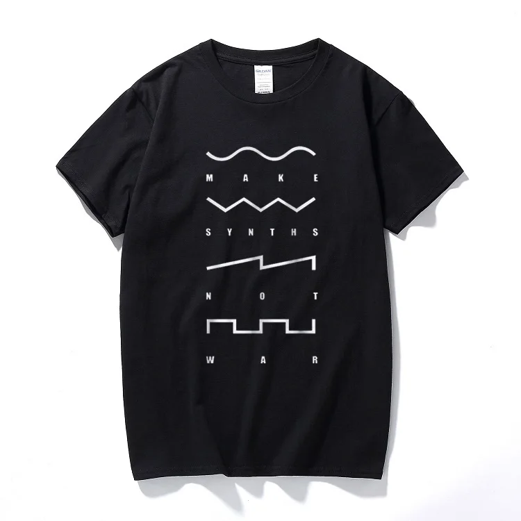  Make Synths Not War T Shirt Club Party Disco Roland Analogue Moog Keyboard Juno new fashion streetw