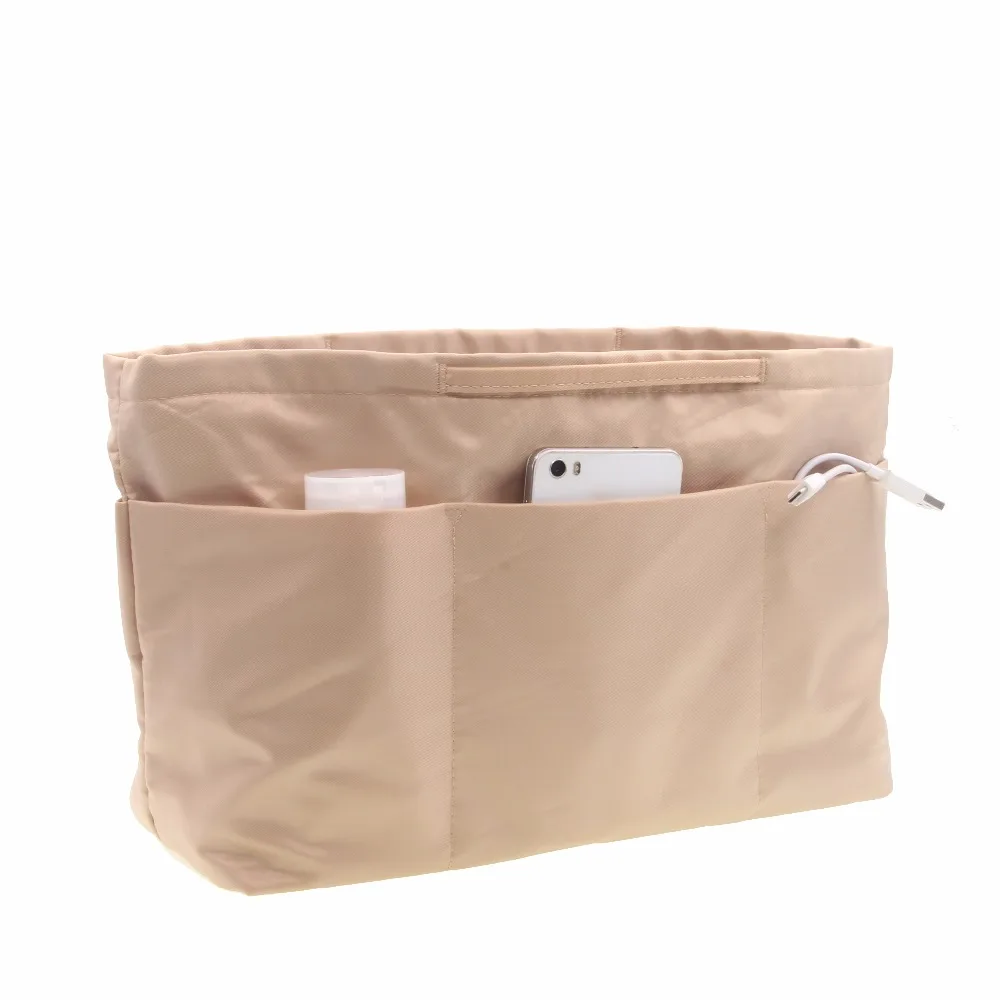 Us 18 96 Handbag Pouch Bag In Organiser Insert Organizer Tidy Travel Cosmetic Pocket Zipper Brown Purse For Bags