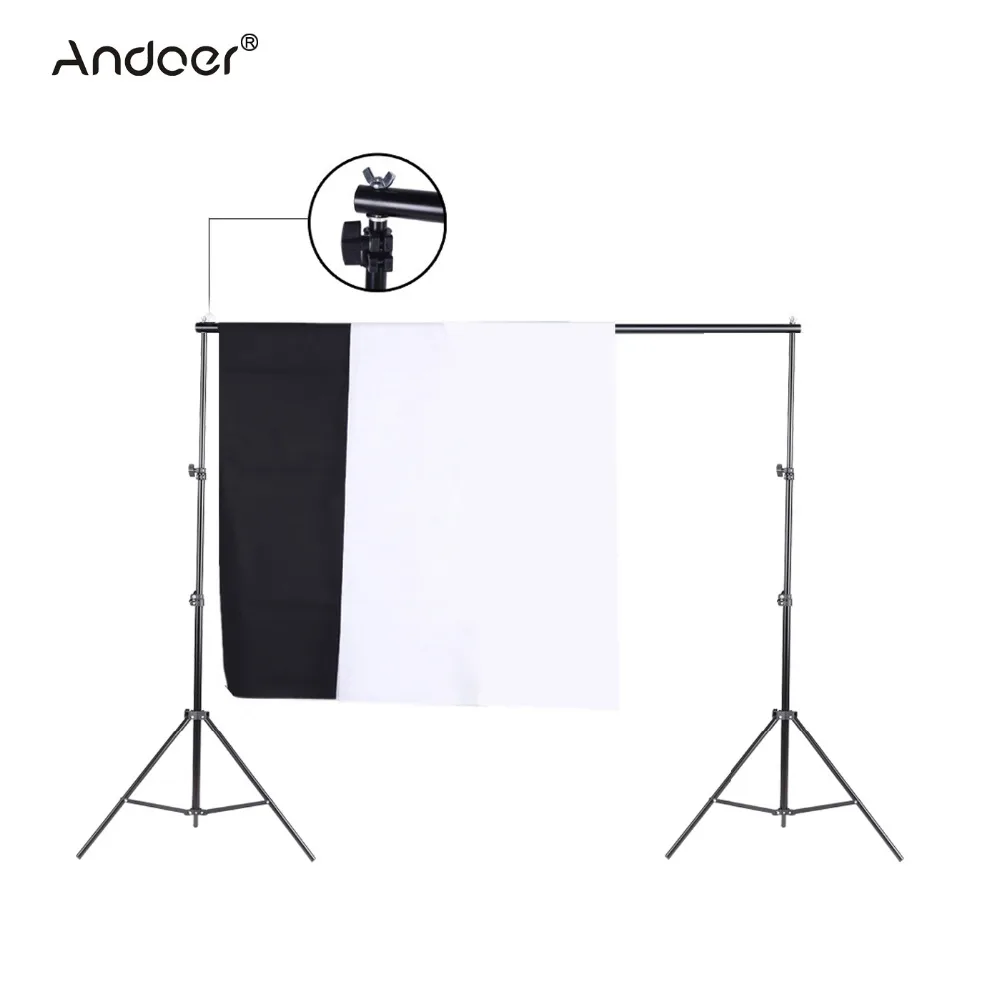 

Andoer Photo Studio Kit Set Backdrop Stand Photography Equipment with Storage Bag Black White Nonwoven Backdrops and Mini Clips