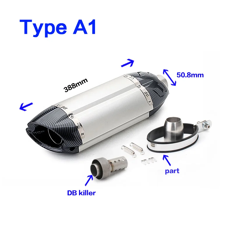 Универсальный 51 мм мото rcycle Глушитель выхлопная труба Модифицированная escape moto devil mivv выхлопная с db killer для cb1000r gsr650 rsv4 - Цвет: Type A1