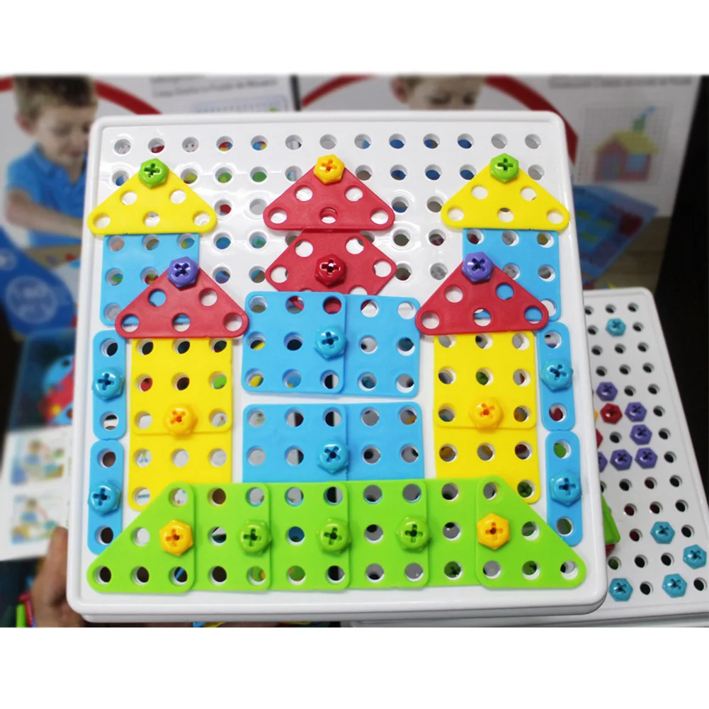 С винтами Pegboard детская тарелка мозаика Пазлы образовательная игра игрушка