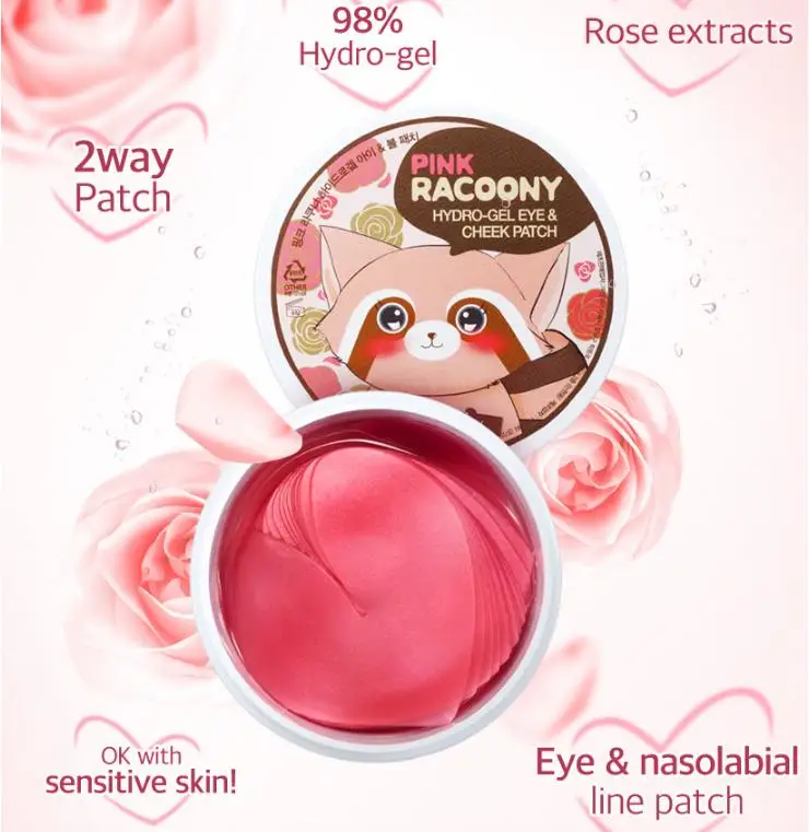 Skup SECRET KEY Pink Racoony Hydrogel Eye Cheek Patch maska na oczy pielęgnacja skóry Dark Circle nawilżająca pielęgnacja oczu maska do spania pielęgnacja twarzy