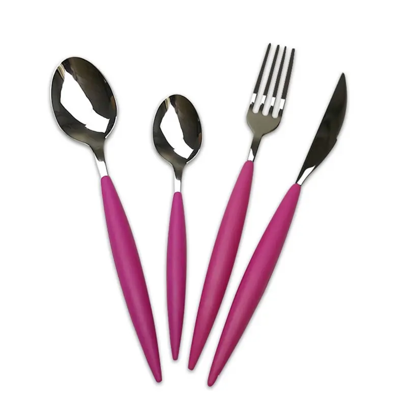 Buy 4pcs Silicone Handle Stainless Steel Cutlery Set