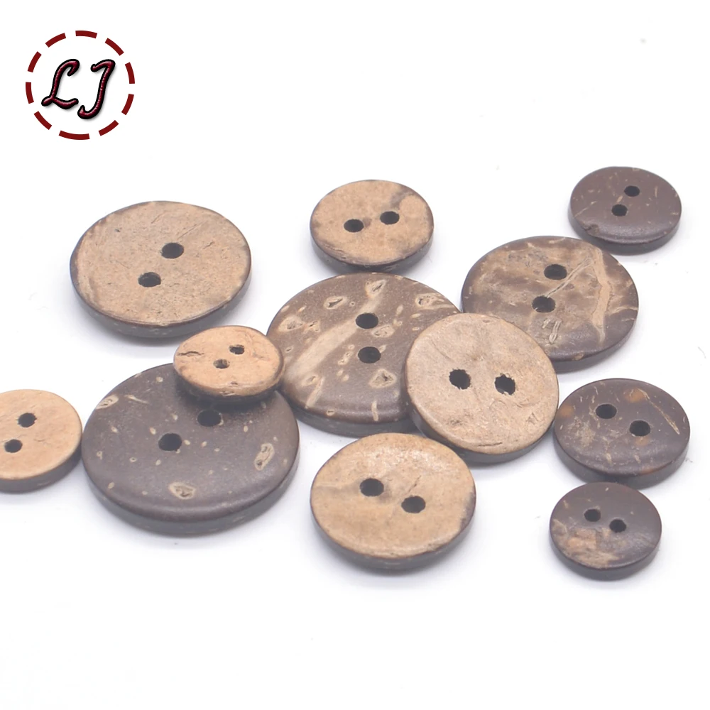 New 30pcs/lot Eco-Friendly Natural color coconut Sewing Buttons 2 Hole Button garment Scrapbooking Sewing Accessories DIY