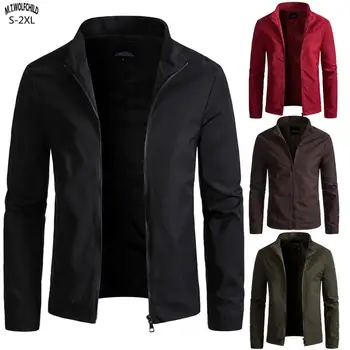 

Fashion 2019 New Europe and America long sleeve stand-collar Mens jackets casual mens zipper coats slim mens outerwear S-XXL