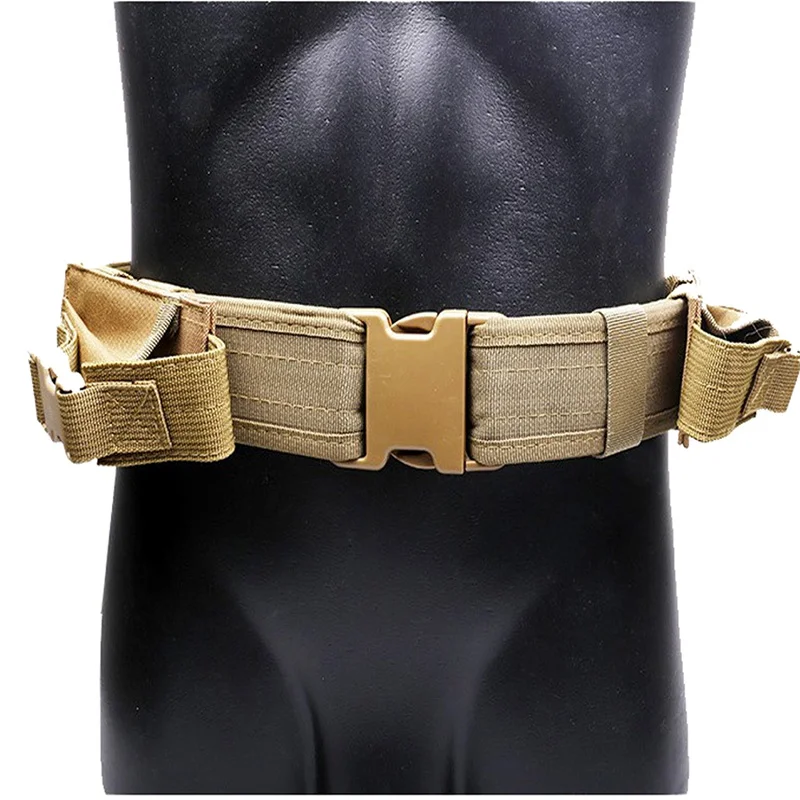 

Hot Outdoor Training Belts Security Police Guard Utility Kit Nylon Multi-functional Tactical Belt With Two Packets j2