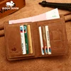 BISON DENIM Genuine Leather Wallet Vintage yellow Men's purse Cards Holder Soft Leather men purses Short Men Wallet W4361 ► Photo 3/5