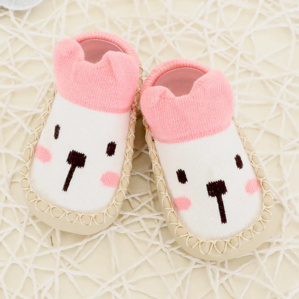 Модные летние нескользящие носки для новорожденных мальчиков и девочек с героями мультфильмов; тапочки; милые носки для малышей - Цвет: pink