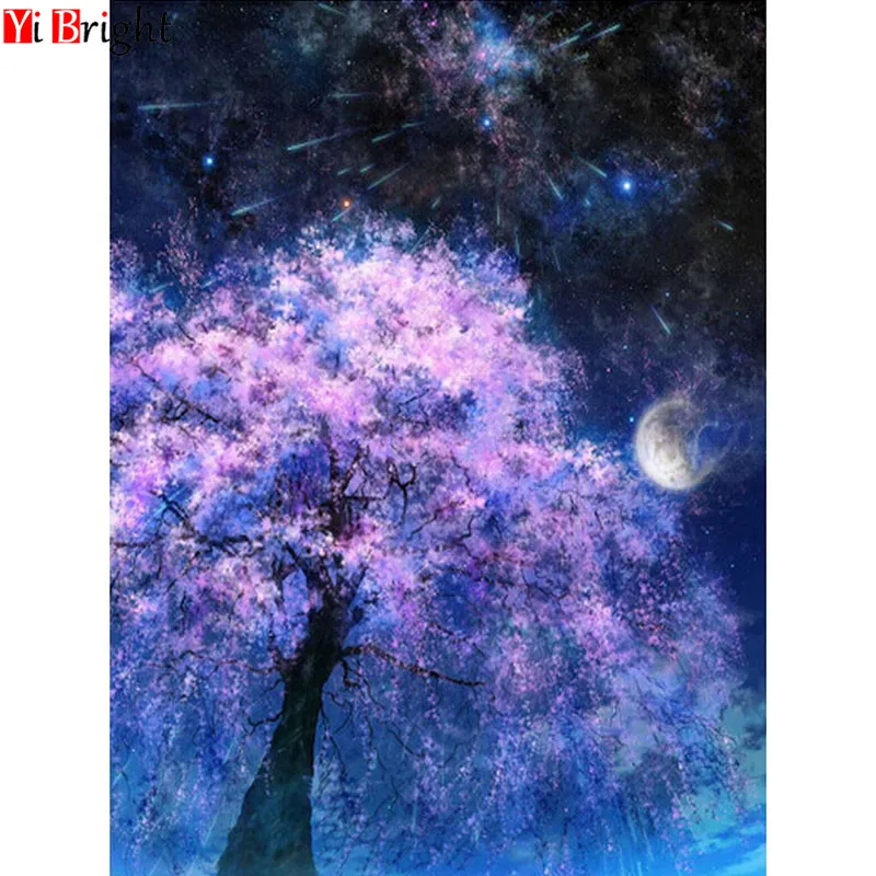 

5D DIY Diamond Painting Cross Stitch Purple flower tree Full Square/Round Diamond Embroidery Rhinestone Home Decor XY1
