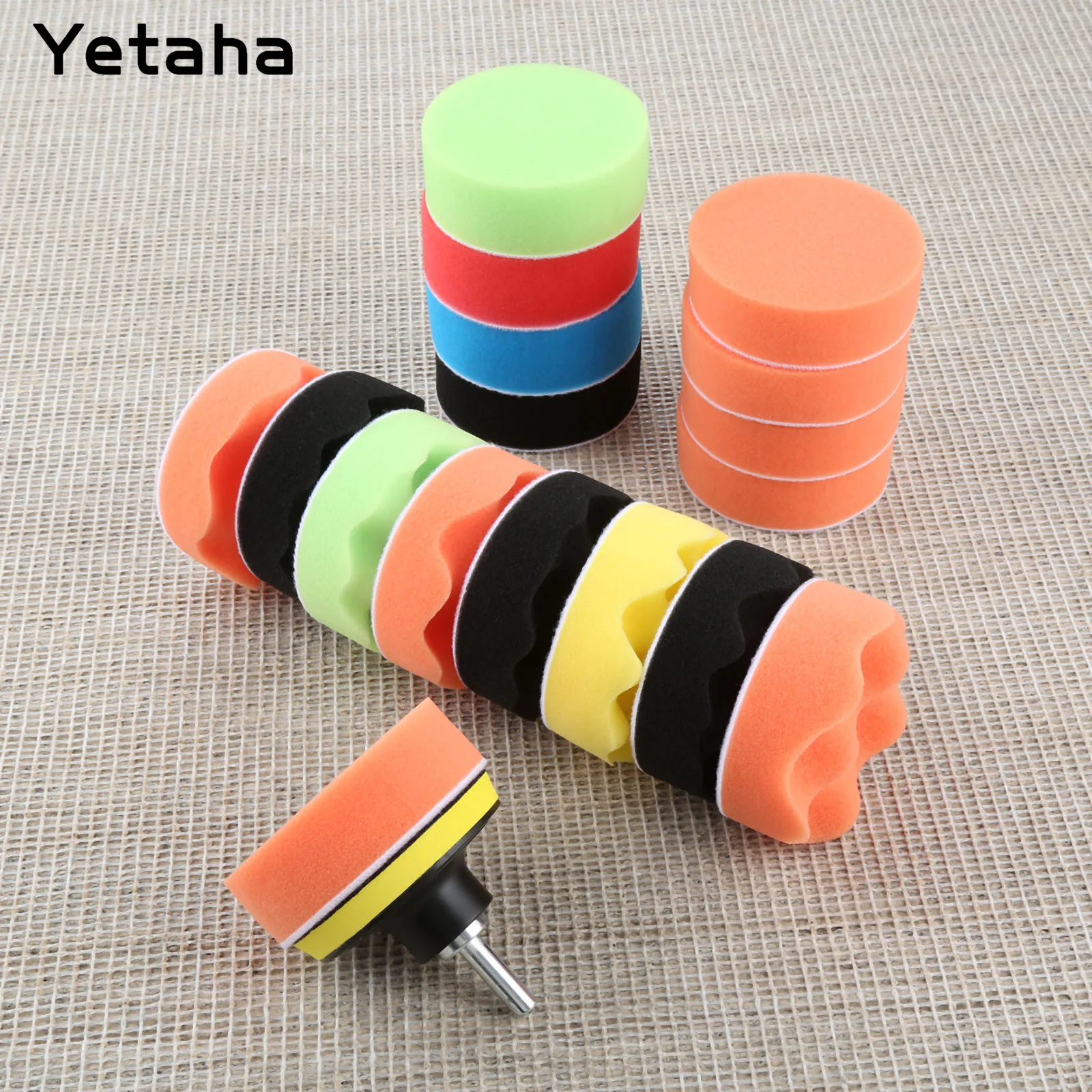 

19Pcs 3 Inch Car Wash Sponge Buffing Polishing Pad Set For Car Polisher Waxing +M14 Drill Adapter Car Polishing Sponge Wheel Kit