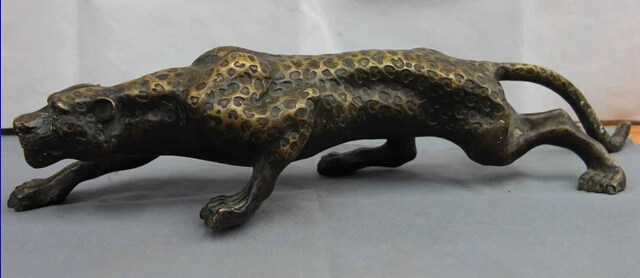 

150401 S0492 Chinese Folk Copper Bronze made Feng Shui Lucky Evil panther Leopard Art Statue discount 30% (C0324)