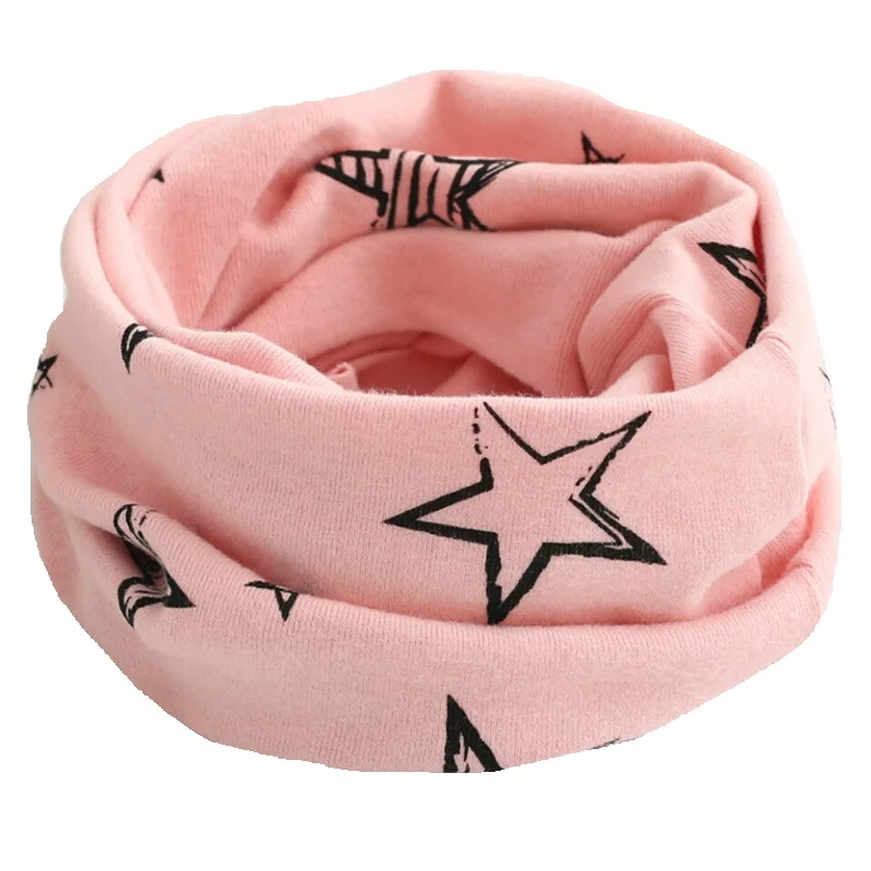 Новые модные осенне-зимние детские шарфы, весенний хлопковый детский шарф, большой принт со звездой, воротники для мальчиков и девочек, детский шарф с круглым вырезом - Цвет: Pink Big Star