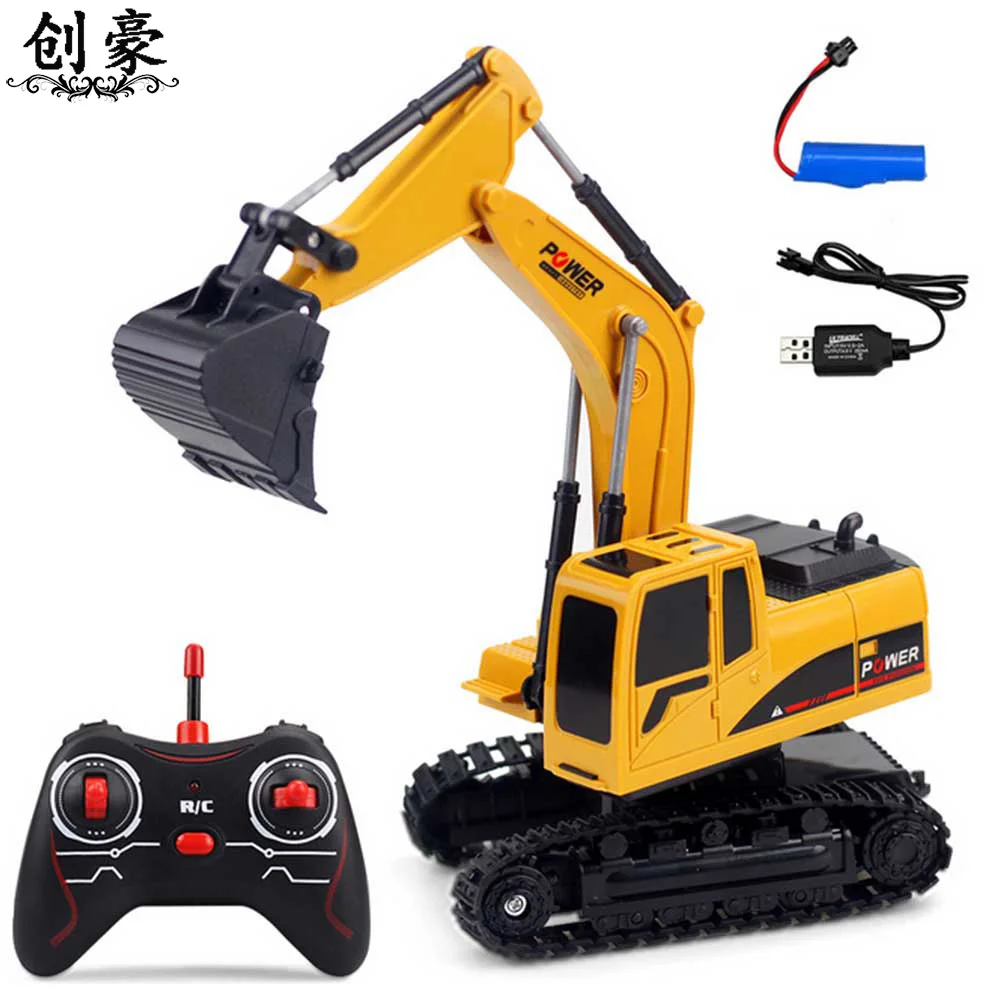 Rc Excavator Model Engineering Car 6CH Wireless Diecast Metal Plastic Remote Control Excavator Toys Kids Children