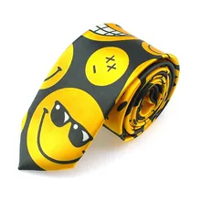 Симпатичные желтый улыбка Уход за кожей лица Очки улыбка Уход за кожей лица Средства ухода за кожей шеи галстук полиэстер Тканые Классический Для Мужчин's Средства ухода за кожей Шеи Галстуки Свадебные Галстуки Nolvety tiefree