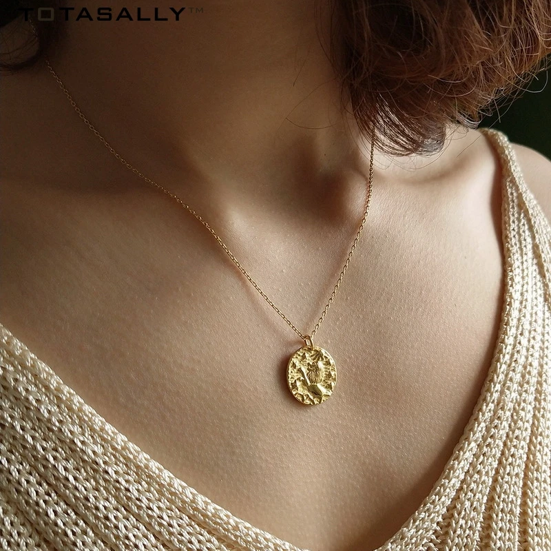 

TOTASALLY Gold Color lion sun star pendant 100% Real s925 Sterling Silver Fashion choker Pendant necklace For Women