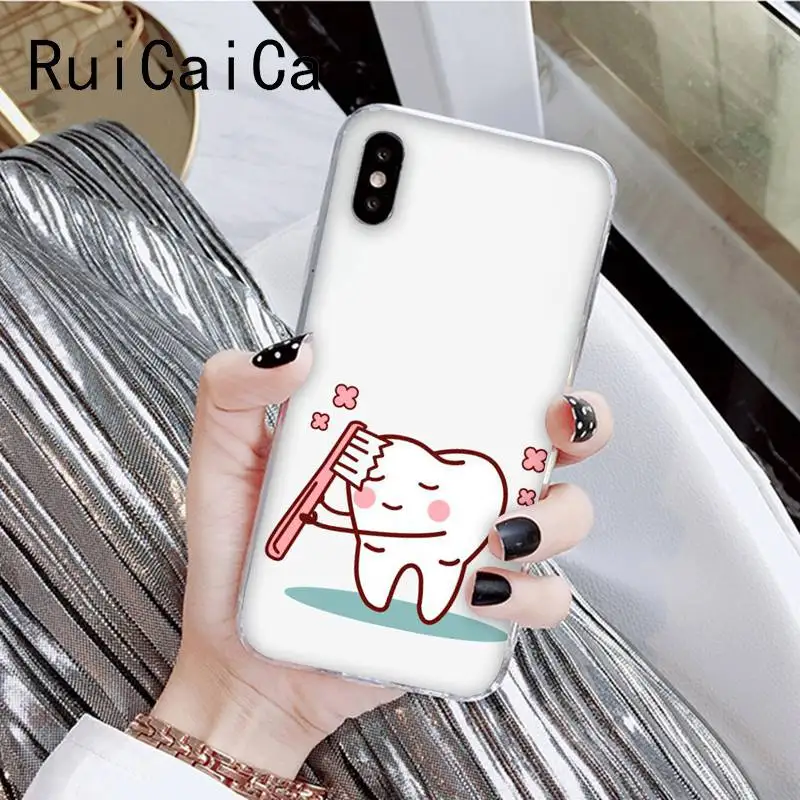RuiCaiCa Забавный мультфильм стоматолога зубные коронованные зубы мягкий чехол для телефона для iPhone8 7 6 6S Plus X XSMAX 5 5S SE XR 11 11pro 11promax - Цвет: A14