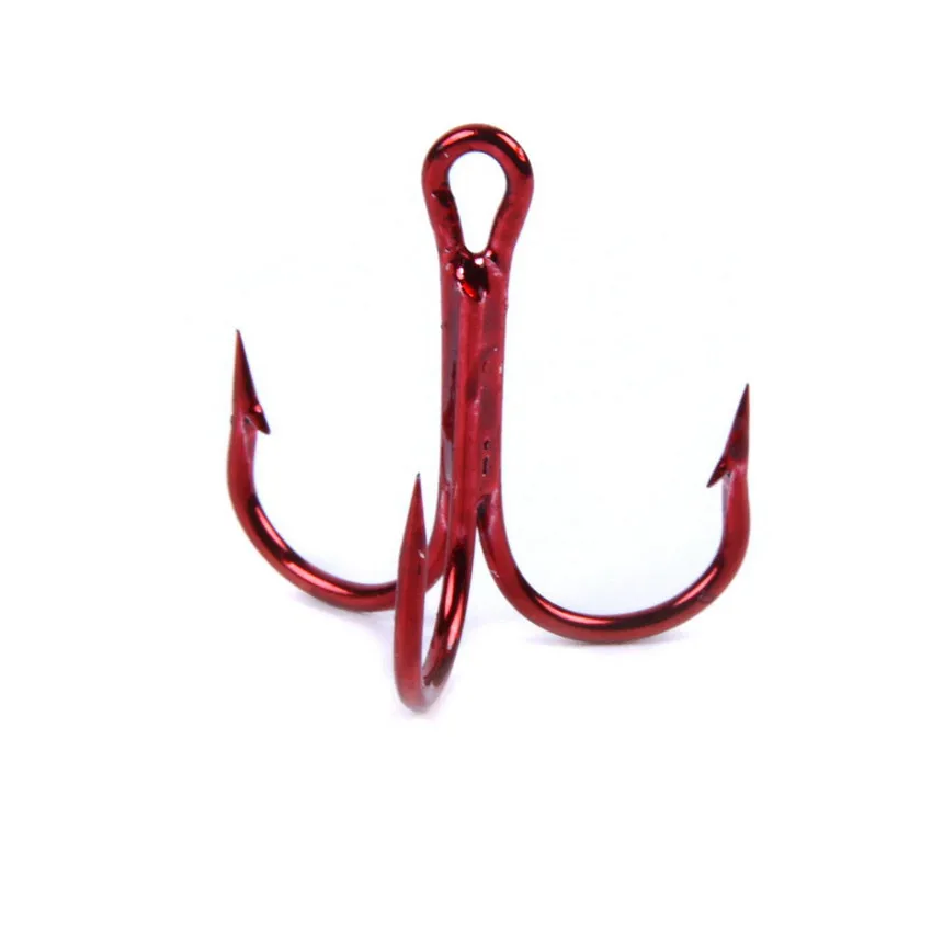 

100pcs Strong Size 2#-8# Red Nickle Round Bend Treble Hooks Fishing Tackle Fish Hook Carbone Carp Fishing Hook
