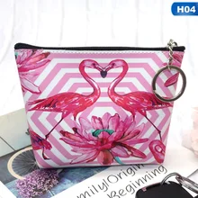 ขาย Hot ผู้หญิง Flamingo รูปแบบสตรอเบอร์รี่เหรียญ Zip กระเป๋าเด็กหญิง Mini กระเป๋าสตางค์หนัง PU กระเป๋าถื...(China)