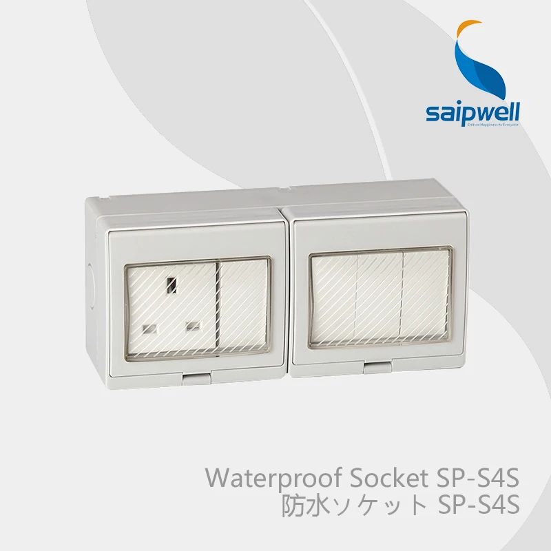 

Saipwell Electrical Plugs & Sockets waterproof double control switch and socket British Style (SP-S4S)
