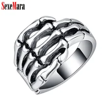 

Punk Skull Hand Ring Skeleton Vintage Men Women Alloy Plated Antique Silver Retro Finger Rings for Ladies Man Jewelry