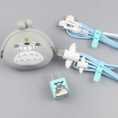 10 Милый мультфильм USB кабель наушники протектор набор с кабелем Стикеры для намотки Спиральный шнур протектор для iPhone 6 6s 7 8 Plus X XR - Цвет: 10