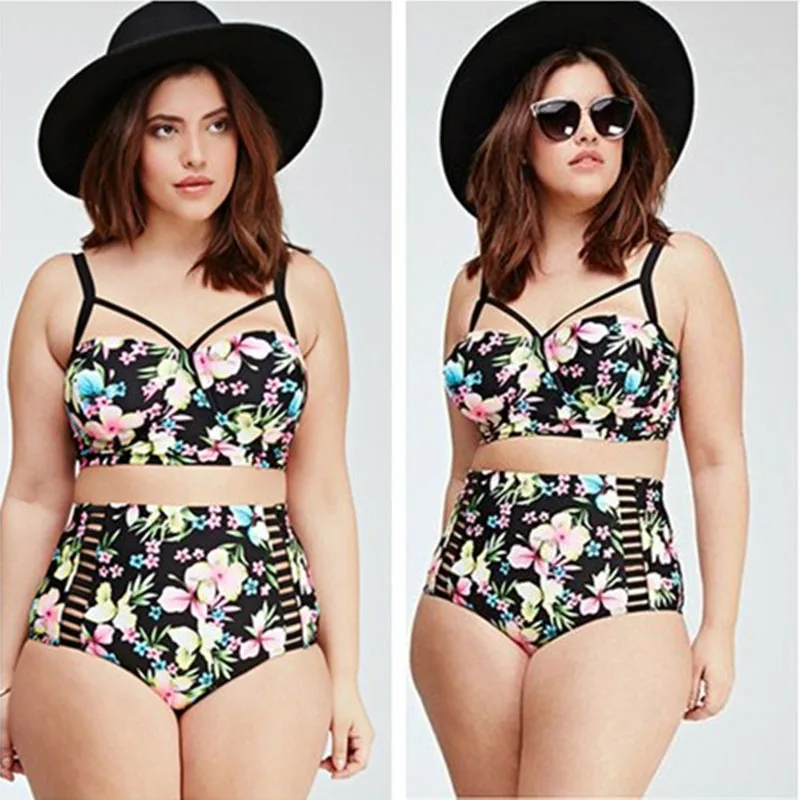 Halter Swimwear Women 2018 Plus Size 3XL Brazilian Print Bikinis Mujer Push Up Swimsuit Female High Waist Big Size 4XL Beachwear