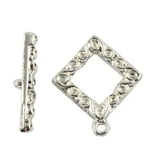 

80Sets Silver Color Plate Ornate Square toggle clasps A5017SP FREE SHIPPING