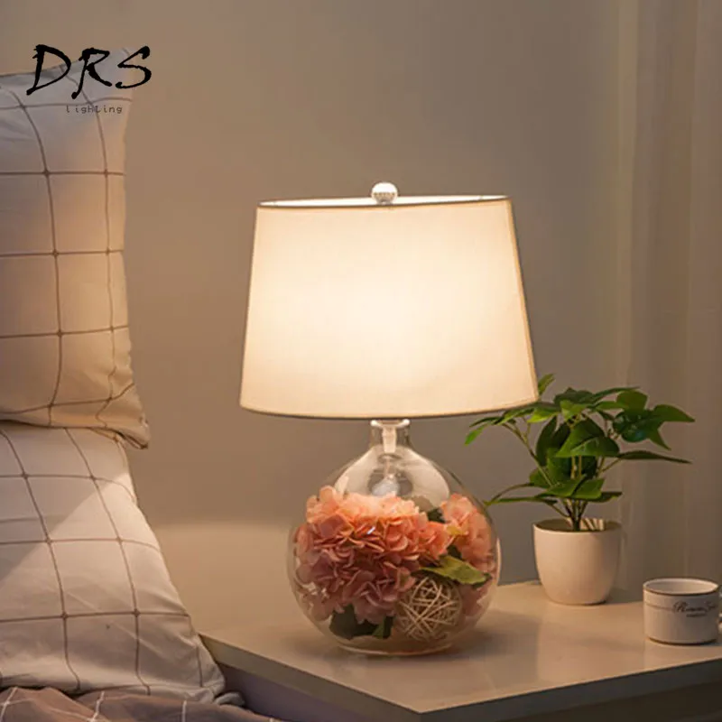 Американский креативный стеклянный Настольный светильник, прикроватный ночник для спальни, настольная лампа, садовый теплый романтический современный простой Регулируемый светильник, лампы - Цвет абажура: Pink