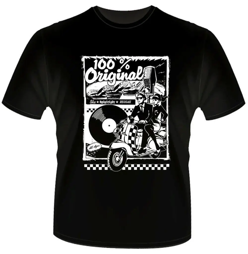 

2019 Newest Men'S Funny 100% ORIGINAL Ska Rocksteady Reggae Two-tone Bluebeat vespa vintage T-SHIRT Cool Tees