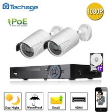 Techage 4CH 1080 P POE NVR Комплект 2-МЕГАПИКСЕЛЬНАЯ 36 Светодиодов 15 В POE IPC ip-камера 2500TVL Водонепроницаемый Открытый P2P Облако Видеонаблюдения Системы