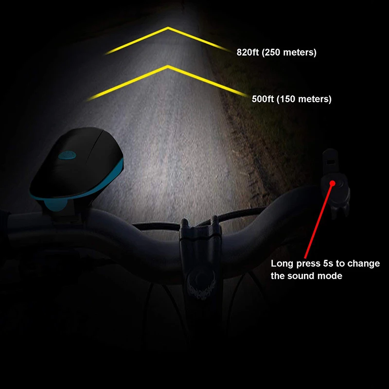 Excellent Bicycle Light USB Charging Bike Light Horn 250lm Bicycle Light Headlight Cycling Multifunction Ultra Bright 120 db Horn Bike #3 8